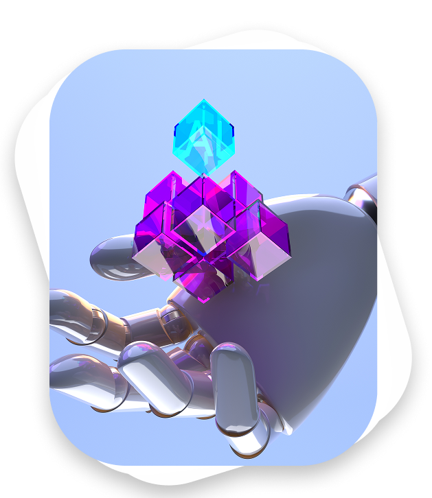 Robot hand holding AI crystal